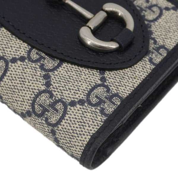 GUCCI Horsebit 1955 GG Supreme Canvas Card Case Wallet Beige 621887