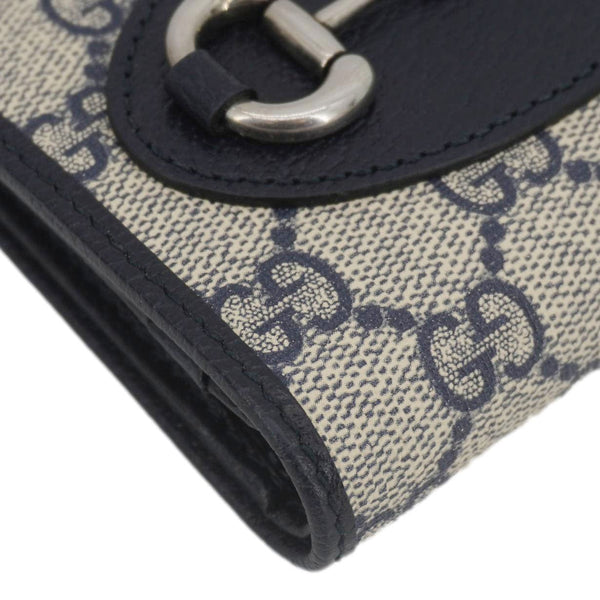 GUCCI Horsebit 1955 GG Supreme Canvas Card Case Wallet Beige 621887