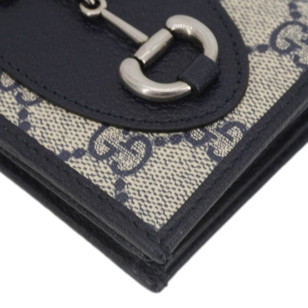 GUCCI Horsebit 1955 GG Supreme Canvas Card Case Wallet Beige 621887