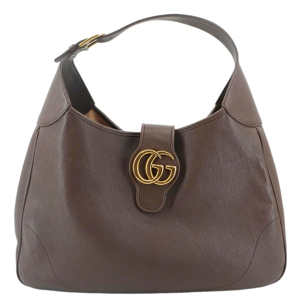 GUCCI Aphrodite Medium Leather Crossbody Bag Brown 755344