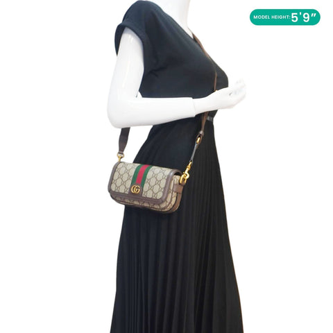 GUCCI Ophidia Super Mini GG Supreme Canvas Shoulder Bag Beige 795466