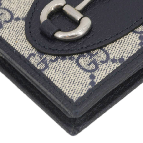 GUCCI Horsebit 1955 GG Supreme Canvas Card Case Wallet Beige 621887