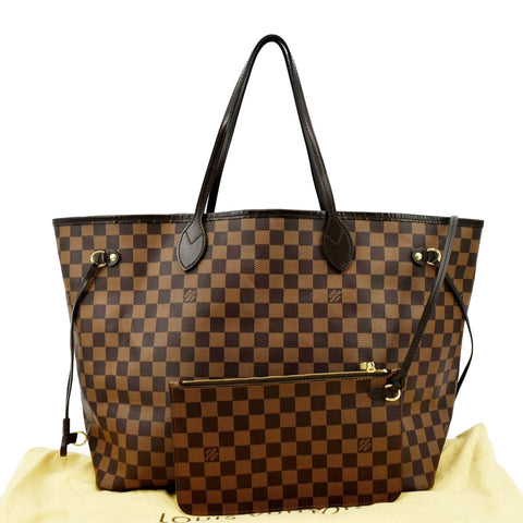 LOUIS VUITTON Neverfull GM Damier Ebene Tote Shoulder Bag Brown