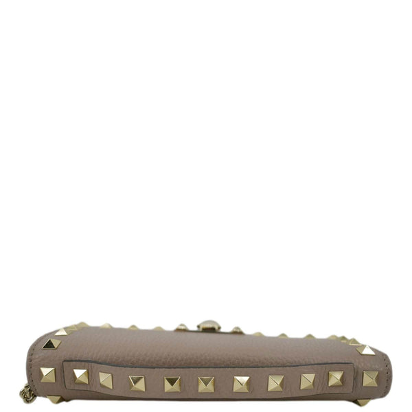 VALENTINO Garavani Small Rockstud Flap Leather Crossbody Bag Beige
