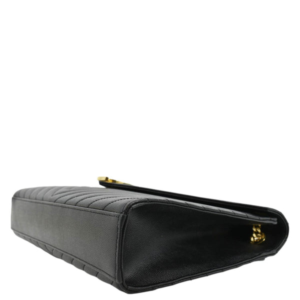 YVES SAINT LAURENT Large Envelope Flap Matelasse Leather Shoulder Bag Black