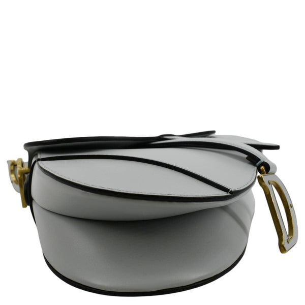 CHRISTIAN DIOR Saddle Smooth Calfskin Leather Satchel Shoulder Bag Placid Blue