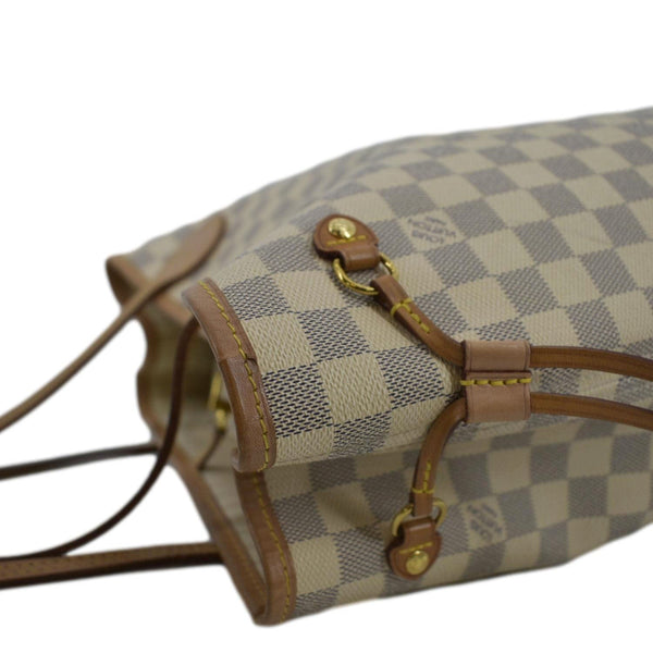 LOUIS VUITTON Neverfull MM Damier Azur Shoulder Bag White side view'