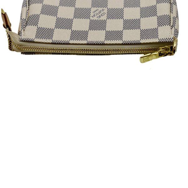 LOUIS VUITTON Mini Pochette Damier Azur Accessoires Pouch White
