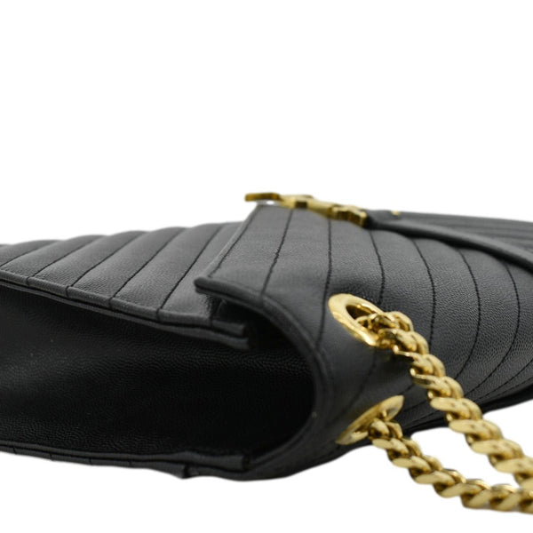 YVES SAINT LAURENT Large Envelope Flap Matelasse Leather Shoulder Bag Black