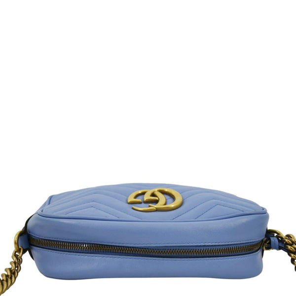 GUCCI GG Marmont Matelasse Leather Crossbody Bag Light Blue 447632