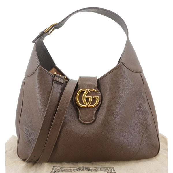 GUCCI Aphrodite Medium Leather Crossbody Bag Brown 755344