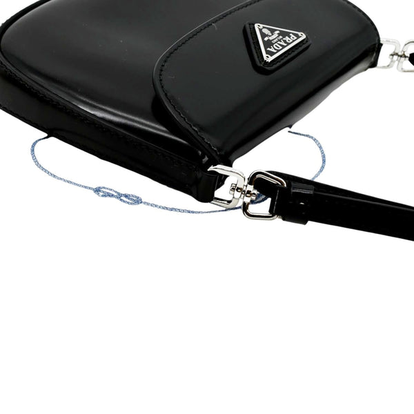 PRADA Cleo Mini Brushed Leather Crossbody Bag Black