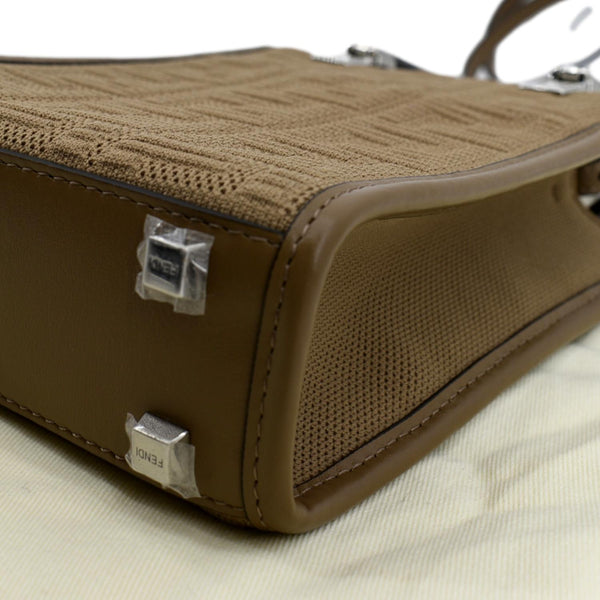 FENDI Mini Sunshine Plexiglass Technical Fabric Vitello Ceylon Shopper Tote Crossbody Bag Sand