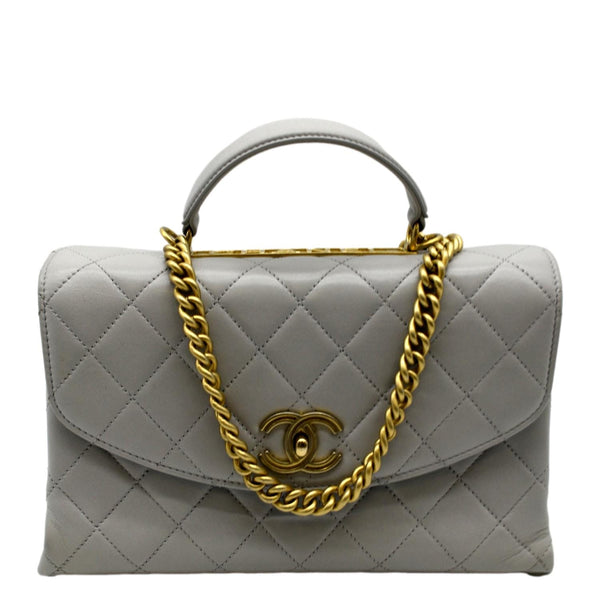 CHANEL Trendy Spirit Quilted Leather Shoulder Bag Grey