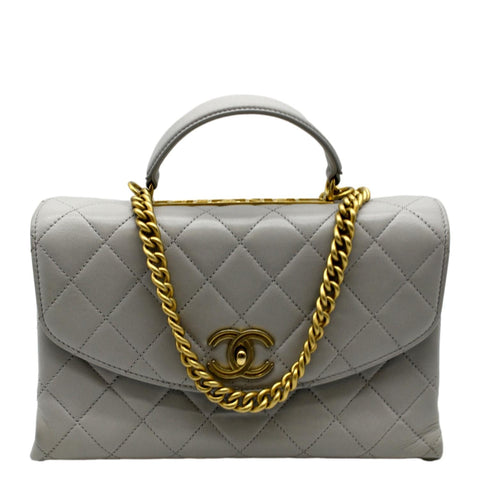 CHANEL Trendy Spirit Quilted Leather Shoulder Bag Grey