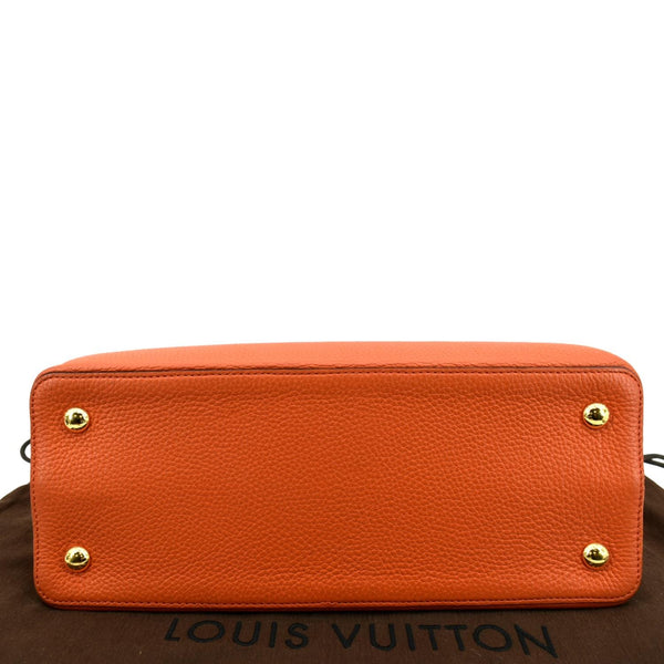 LOUIS VUITTON Capucines MM Taurillon Leather Satchel Bag Orange