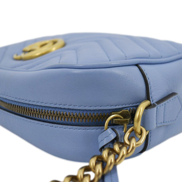 GUCCI GG Marmont Matelasse Leather Crossbody Bag Light Blue 447632