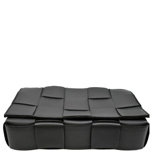BOTTEGA VENETA Cassette Intreccio Leather Crossbody Bag Black