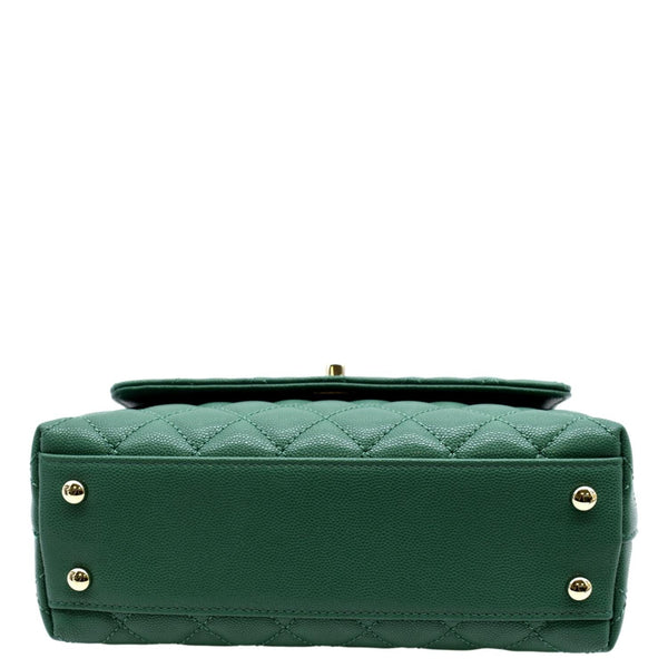 CHANEL Coco Mini Top Handle Caviar Leather Shoulder Bag Green