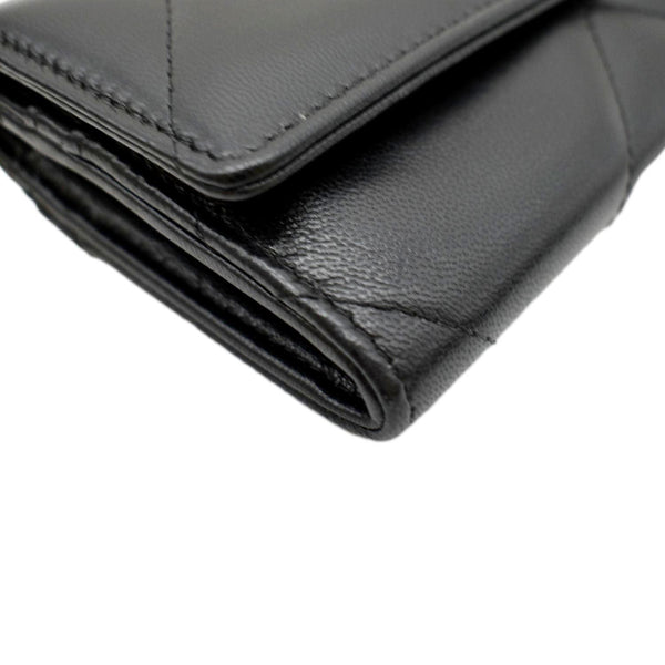 CHANEL 19 Quilted Leather Long Flap Wallet Black