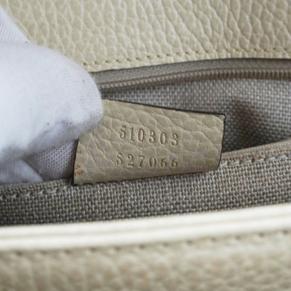 GUCCI Interlocking GG Medium Calfskin Leather Shoulder Bag Off White 510303