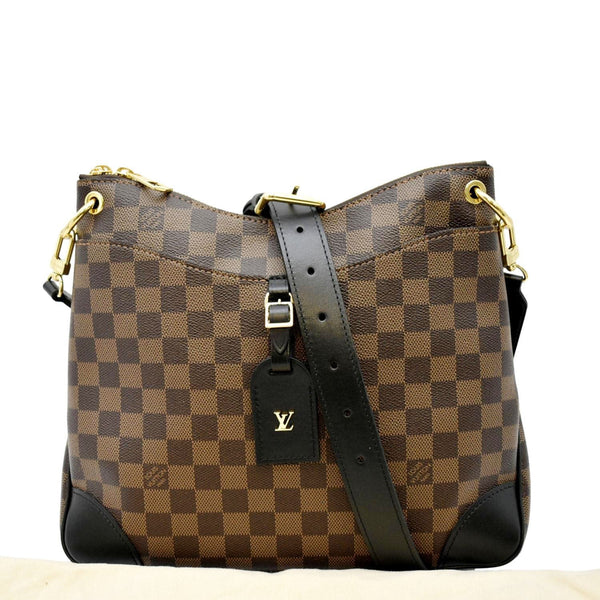 LOUIS VUITTON Odeon MM Damier Ebene Shoulder Bag Black/Brown