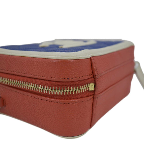 CHANEL Filigree Quilted Caviar Leather Top Handle Vanity Case Blue