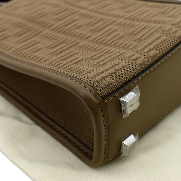 FENDI Mini Sunshine Plexiglass Technical Fabric Vitello Ceylon Shopper Tote Crossbody Bag Sand