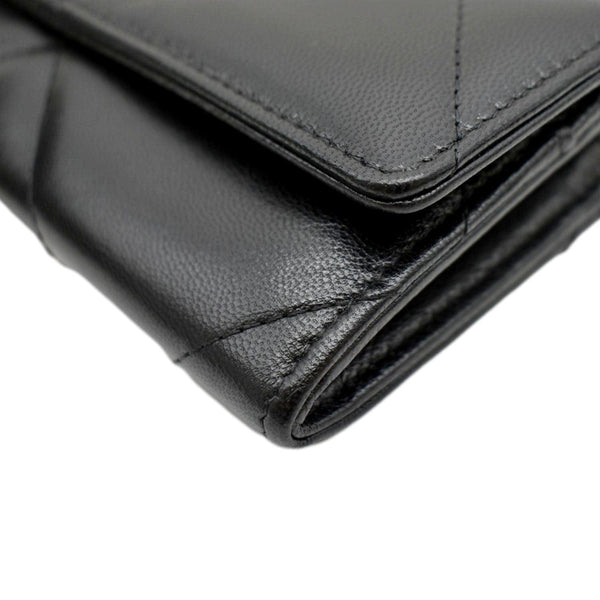 CHANEL 19 Quilted Leather Long Flap Wallet Black
