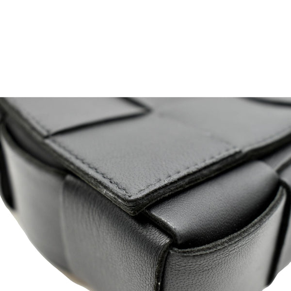 BOTTEGA VENETA Cassette Intreccio Leather Crossbody Bag Black