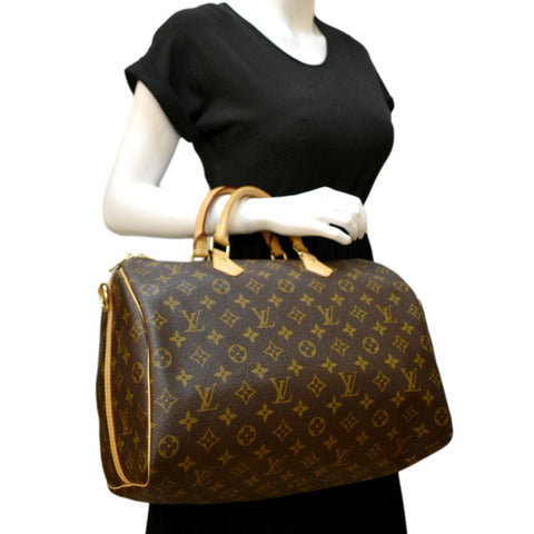 LOUIS VUITTON Speedy 35 Bandouliere Monogram Canvas Shoulder Bag Brown