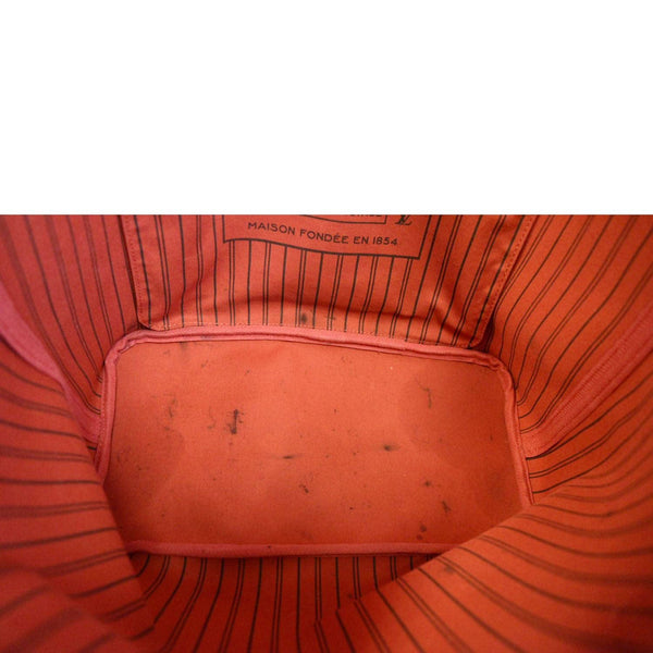 LOUIS VUITTON Neverfull MM Monogram Canvas Tote Bag Brown/Red