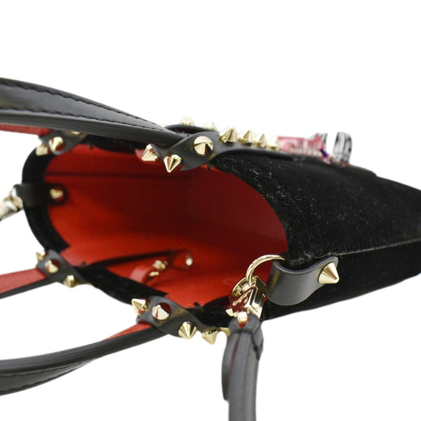 CHRISTIAN LOUBOUTIN Cabata Eyelet Velour Tote Bag Black