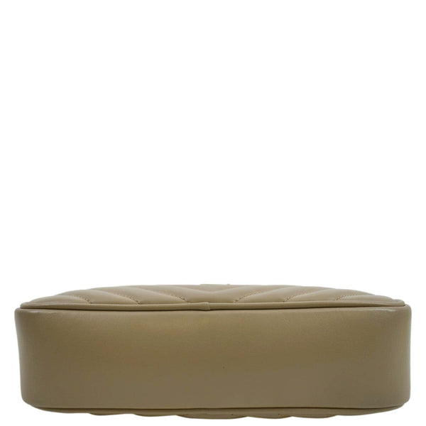 YVES SAINT LAURENT Lou Chevron Leather Camera Crossbody Bag Beige