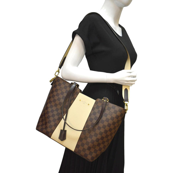 Louis Vuitton Jersey Damier Ebene Tote Shoulder Bag - Full View