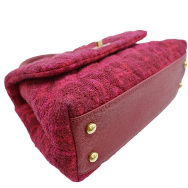 CHANEL Coco Top Handle Tweed Shoulder Bag Pink