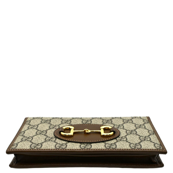 GUCCI Horsebit 1955 GG Supreme Canvas Crossbody Chain Wallet Beige 621392