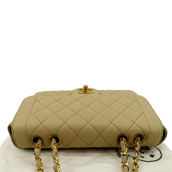 CHANEL Medium Quilted Lambskin Leather Flap Shoulder Bag Beige