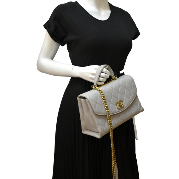 CHANEL Trendy Spirit Quilted Leather Shoulder Bag Grey