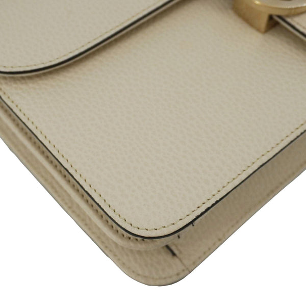 GUCCI Interlocking GG Medium Calfskin Leather Shoulder Bag Off White 510303