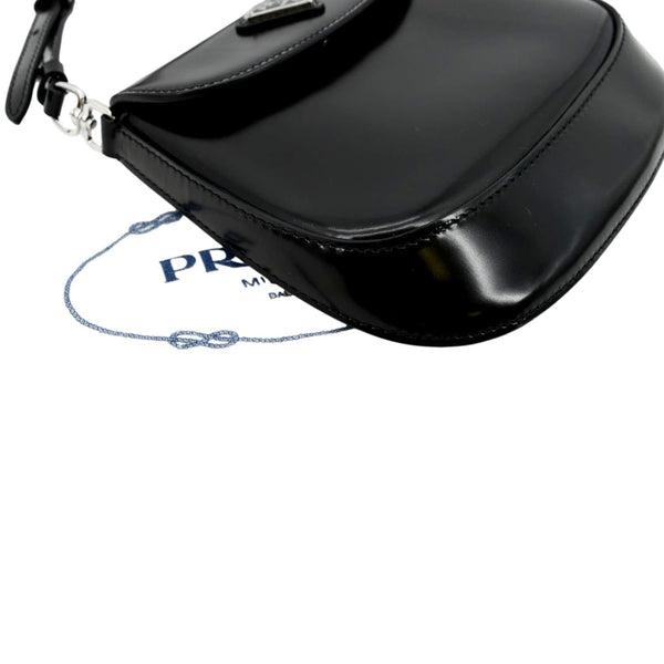 PRADA Cleo Mini Brushed Leather Crossbody Bag Black