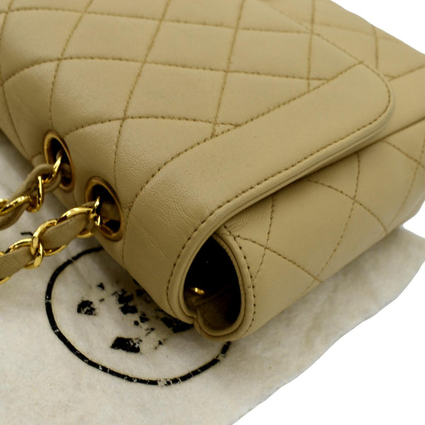 CHANEL Medium Quilted Lambskin Leather Flap Shoulder Bag Beige