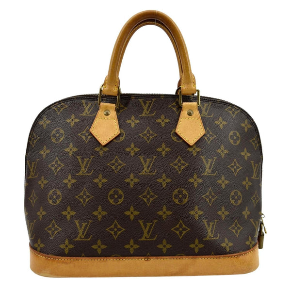 LOUIS VUITTON Alma Monogram Canvas Satchel Crossbody Bag Brown