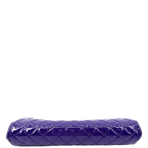 CHANEL Timeless Quilted Patent Leather Clutch Bag Purple