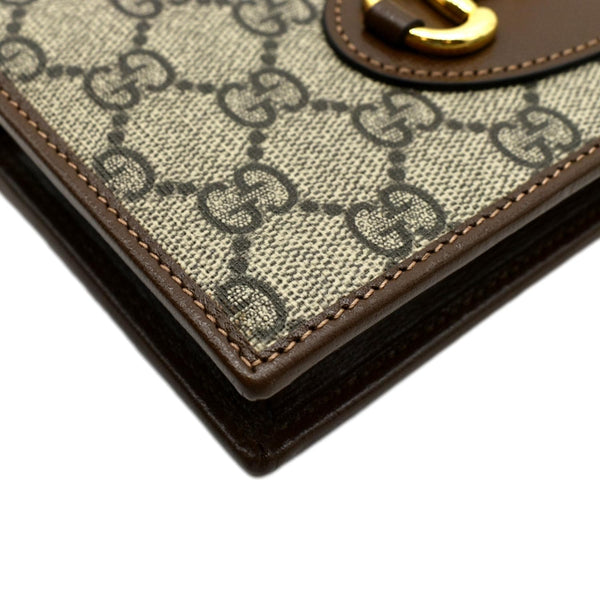 GUCCI Horsebit 1955 GG Supreme Canvas Crossbody Chain Wallet Beige 621392