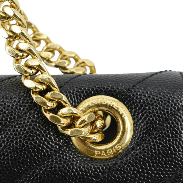 YVES SAINT LAURENT Large Envelope Flap Matelasse Leather Shoulder Bag Black