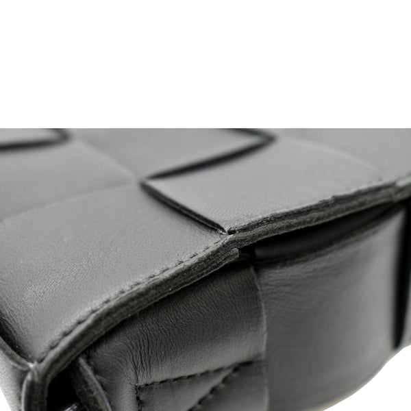 BOTTEGA VENETA Cassette Intreccio Leather Crossbody Bag Black