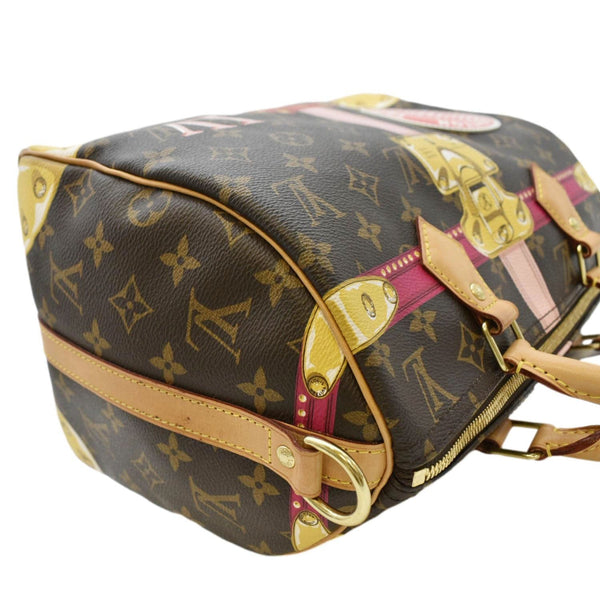 LOUIS VUITTON Summer Trunks Speedy 30 Monogram Canvas Satchel Bag Brown