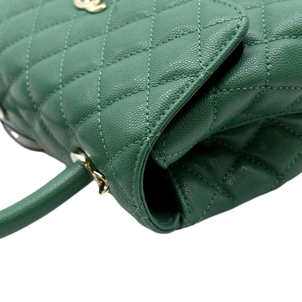 CHANEL Coco Mini Top Handle Caviar Leather Shoulder Bag Green