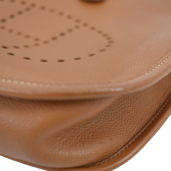 HERMES Evelyne PM III Clemence Leather Crossbody Bag Tan
